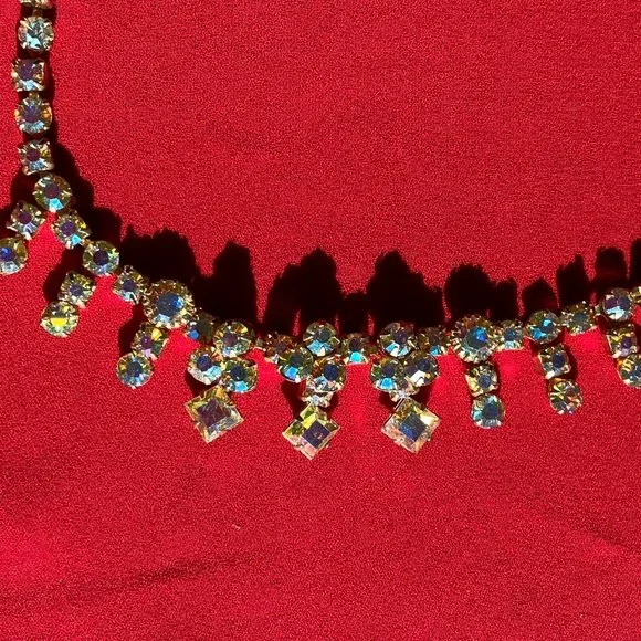 Vintage Aurora Borealis Choker Necklace & Earrings set - Picture 7 of 14